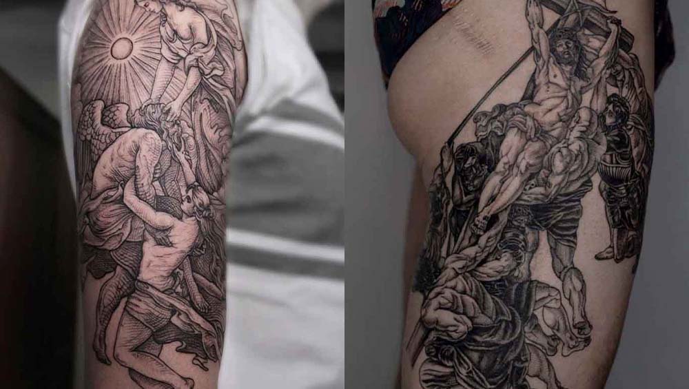 Искусство гравюры в тату: уникальные идеи и техники для стиля татуировки.