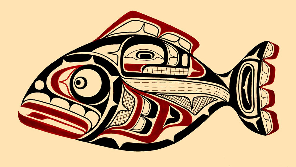 Фото и эскизы татуировок в стиле хайда, основанном на искусстве племенной татуировки Канады и Аляски.