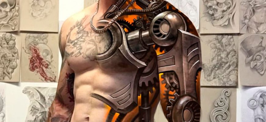 Погрузитесь в мир современного искусства тату с уникальным стилем Биомеханика, где технология и органические формы сочетаются в потрясающих композициях.